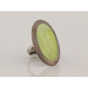 Sterling Silver Large Yellow Mother of Pearl Ring Size 7